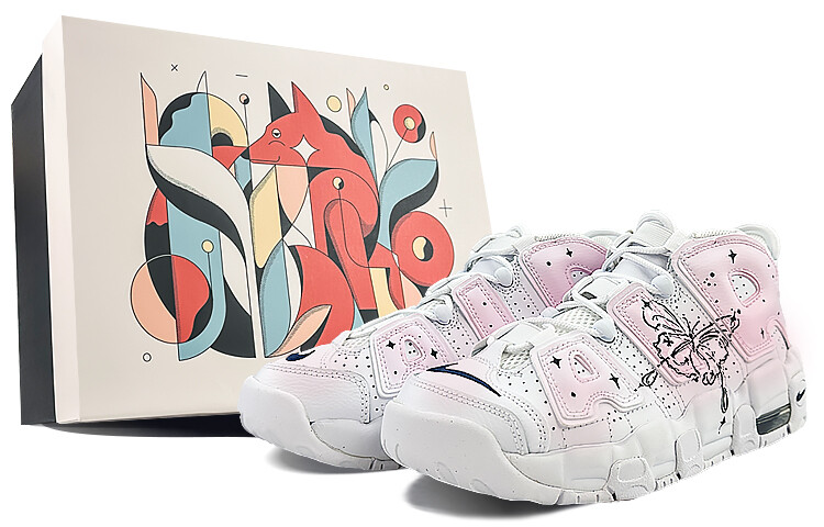 Кроссовки Nike Air More Uptempo Vintage Basketball Shoes Women's Mid-Top Pink Black