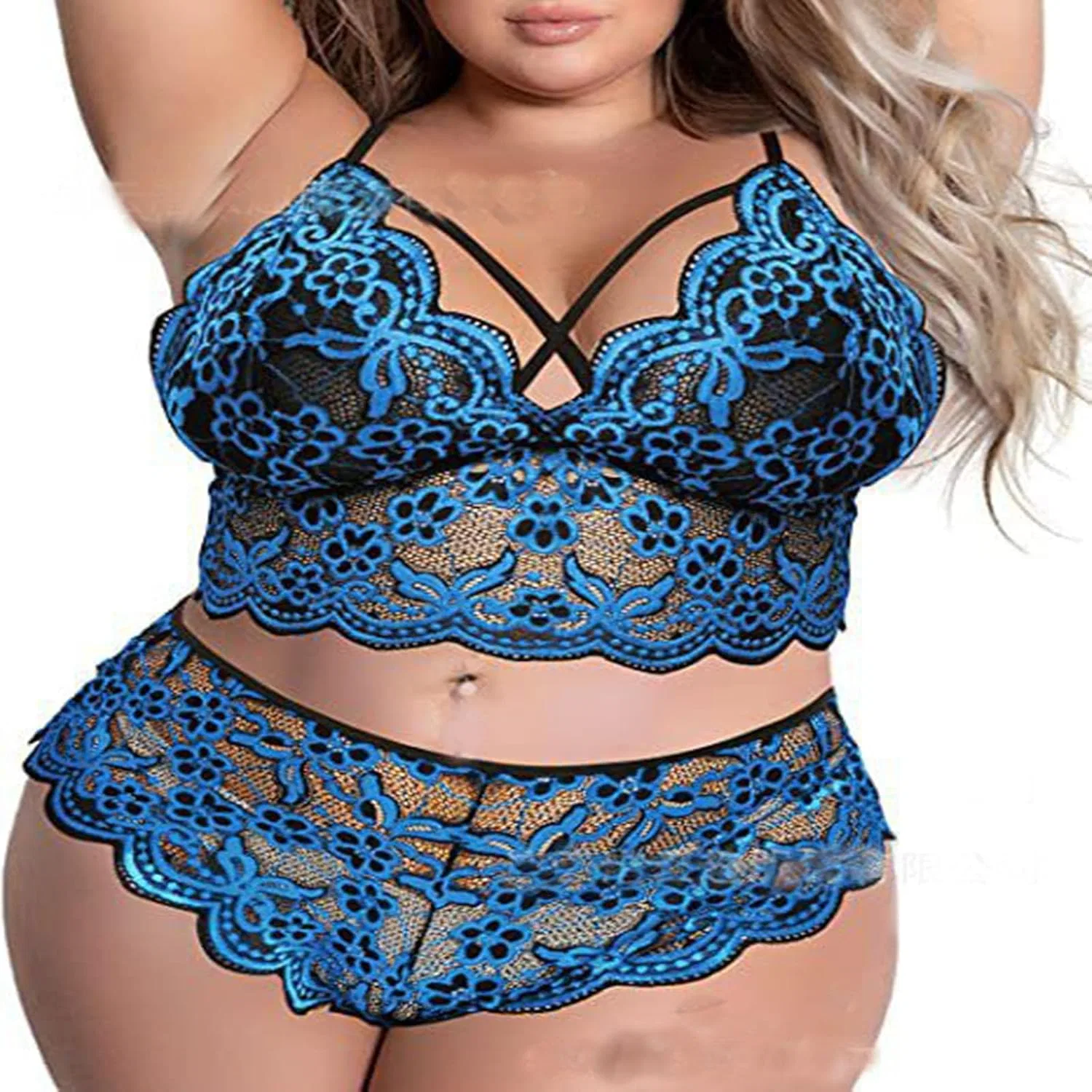 Комплект пижамы кружевной, Blue