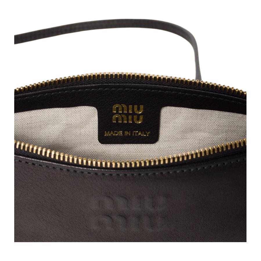 MIU MIU Клатч из овчины, кросс-боди, мини-сумка через плечо женская black — фото 4