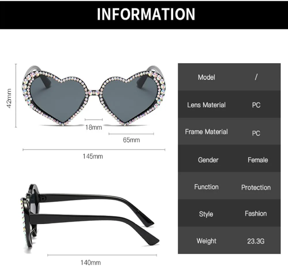 

Женские солнцезащитные очки LVTFCO с декоративными стразами, оправа в форме сердца, защита от УФ-излучения UV400, прозрачно-коричневые, один размер, Clear Brown