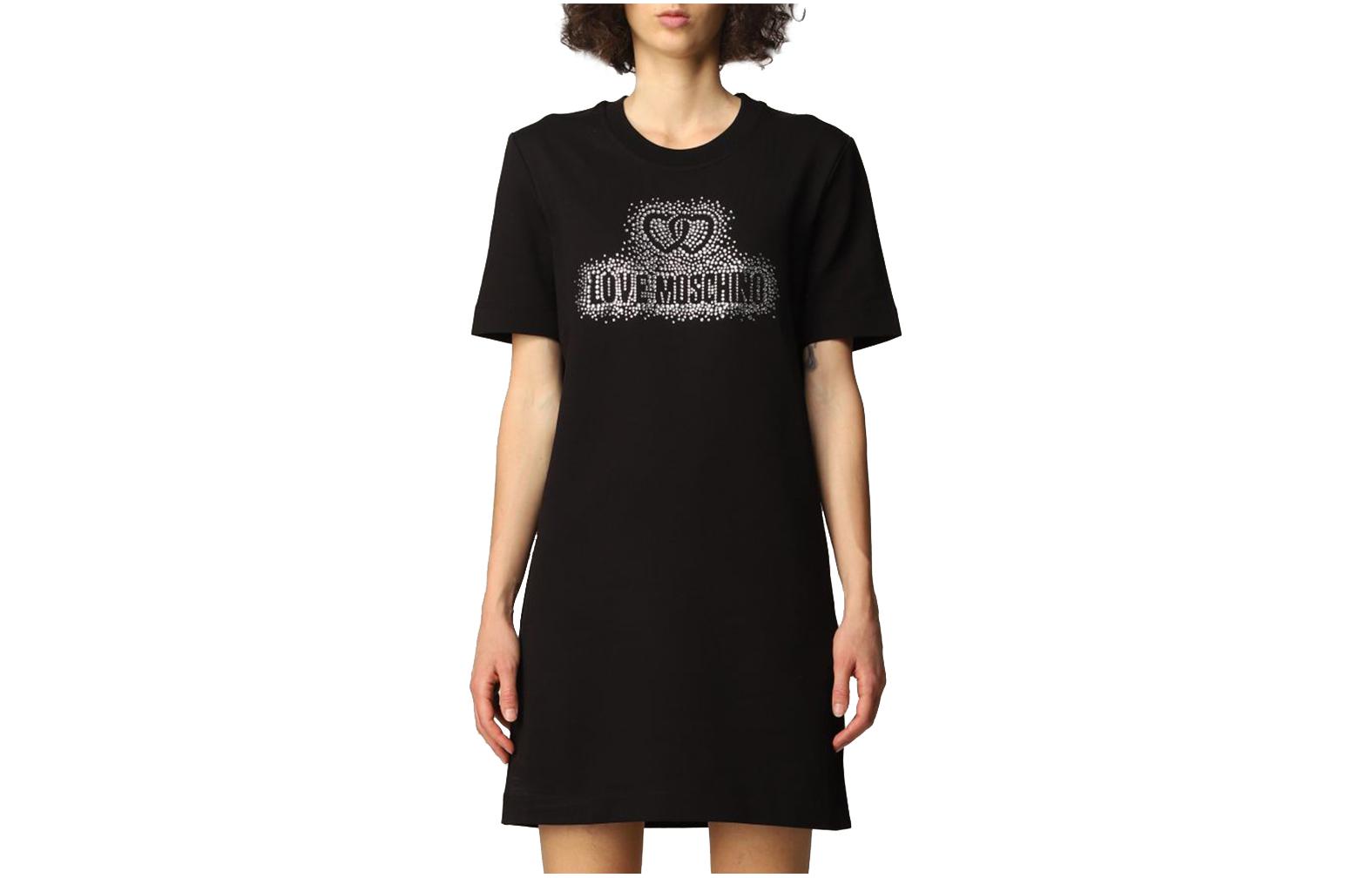 

MOSCHINO Платье с короткими рукавами, женское, черное