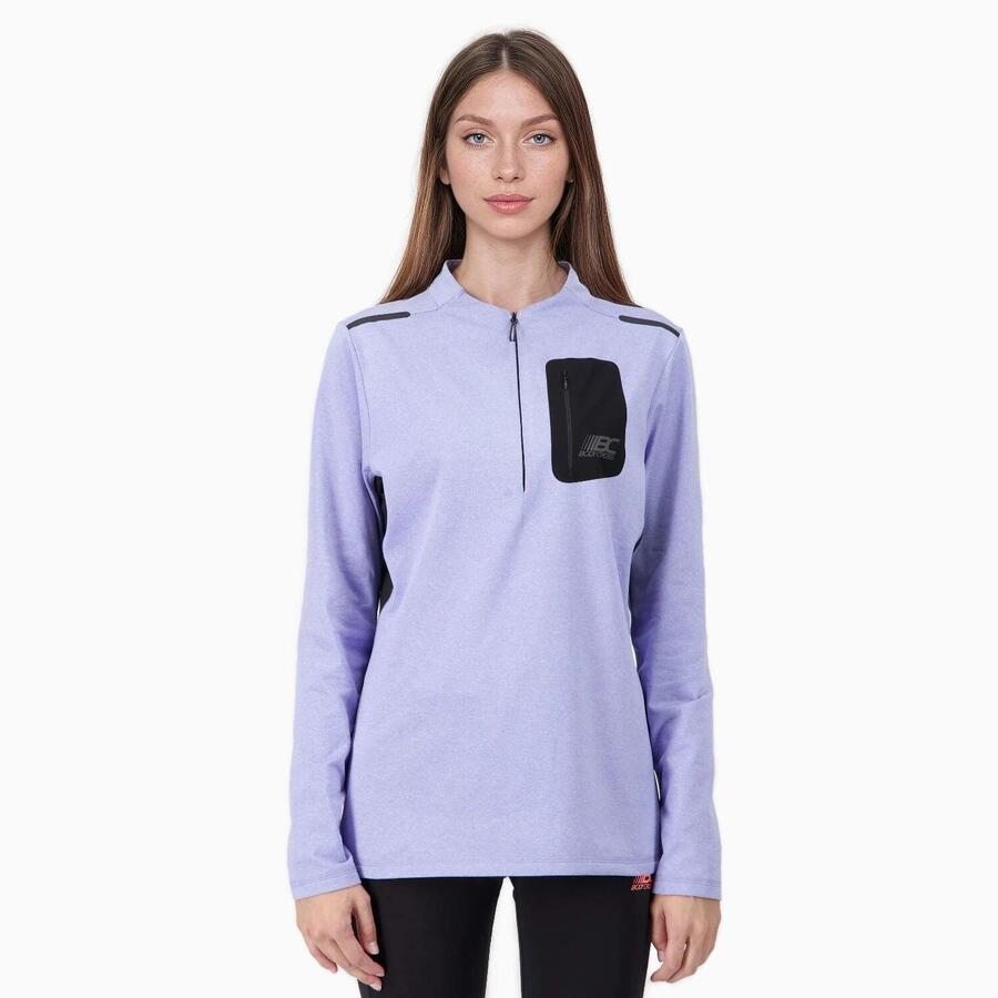 

BODYCROSS Женская беговая рубашка FOCUS с длинным рукавом и полумолнией