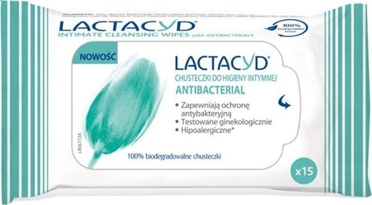 

Салфетки антибактериальные для интимной гигиены, 15 шт. Lactacyd