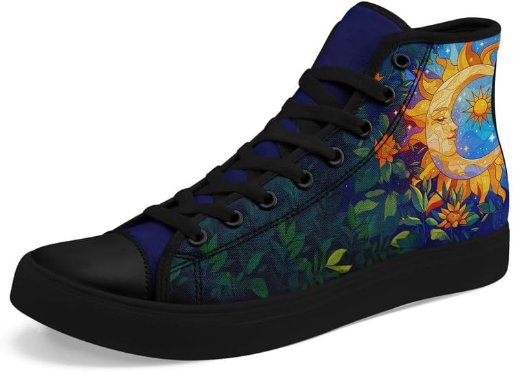 

Кеды на высокой подошве Sun Moon Star из холщовой ткани для женщин и мужчин, черные и белые модные туфли, шнуровка, стильные, унисекс, для прогулок и повседневного ношения Awsole