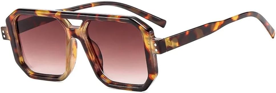 

Солнцезащитные очки с двойной перемычкой для женщин и мужчин в стиле панк с заклепками, двухцветные, для занятий спортом на открытом воздухе, бега и верховой езды UYPTK, Leopard Tea