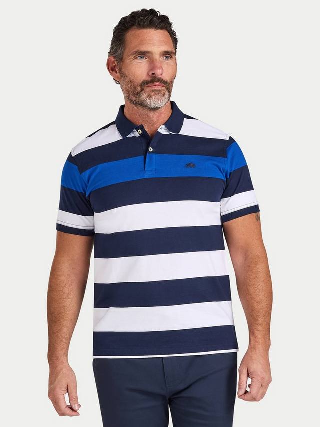 

Хлопковая поло с коротким рукавом и полосками Regular Fit Raging Bull, Navy