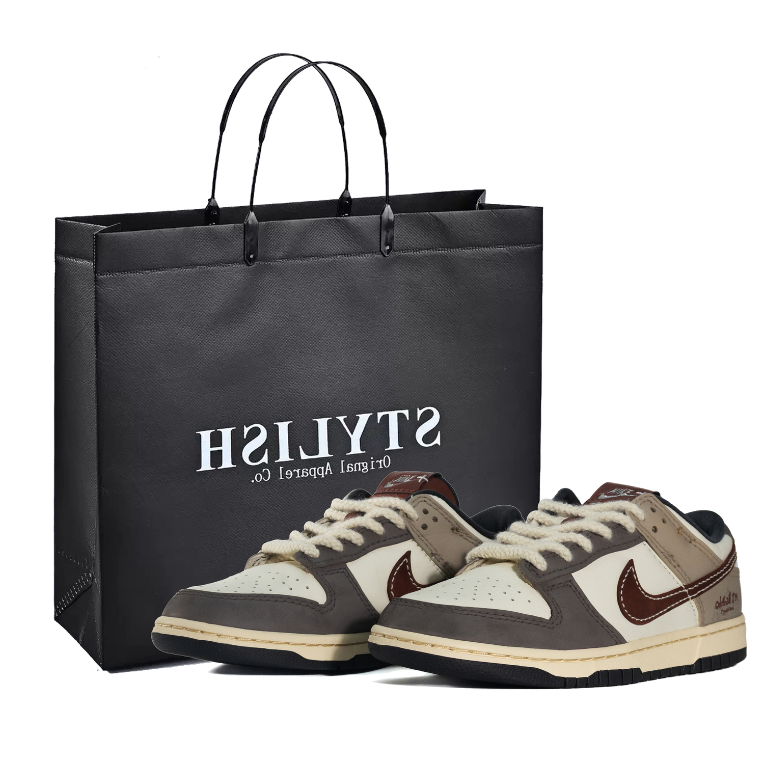 Кроссовки dunk skateboard мужские low top beige Nike, коричневый — фото 3