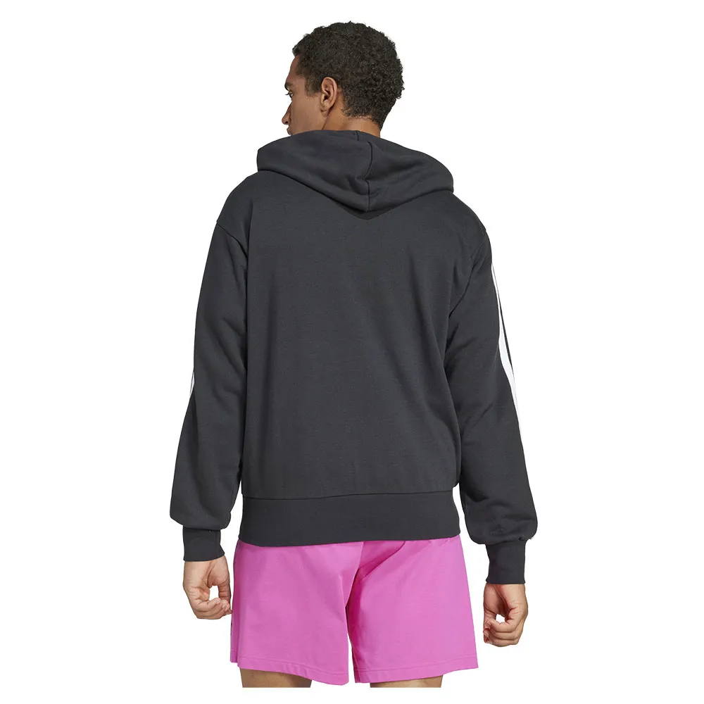 Толстовка adidas Essentials 3 Stripes French Terry full zip, черный — фото 2
