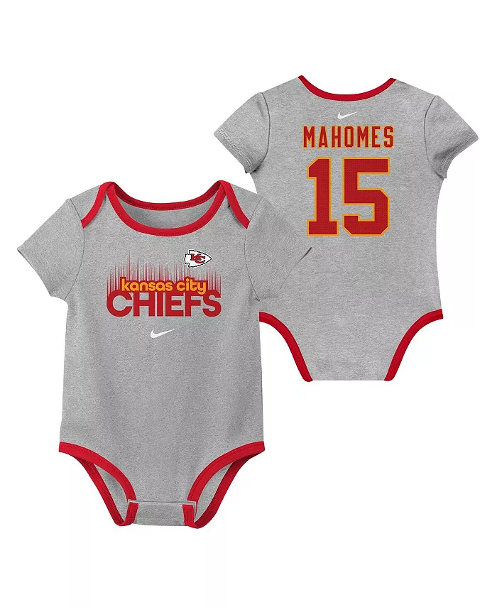 Детский набор боди для мальчиков и девочек Patrick Mahomes Kansas City Chiefs с номером (3 шт.) Nike — фото 4