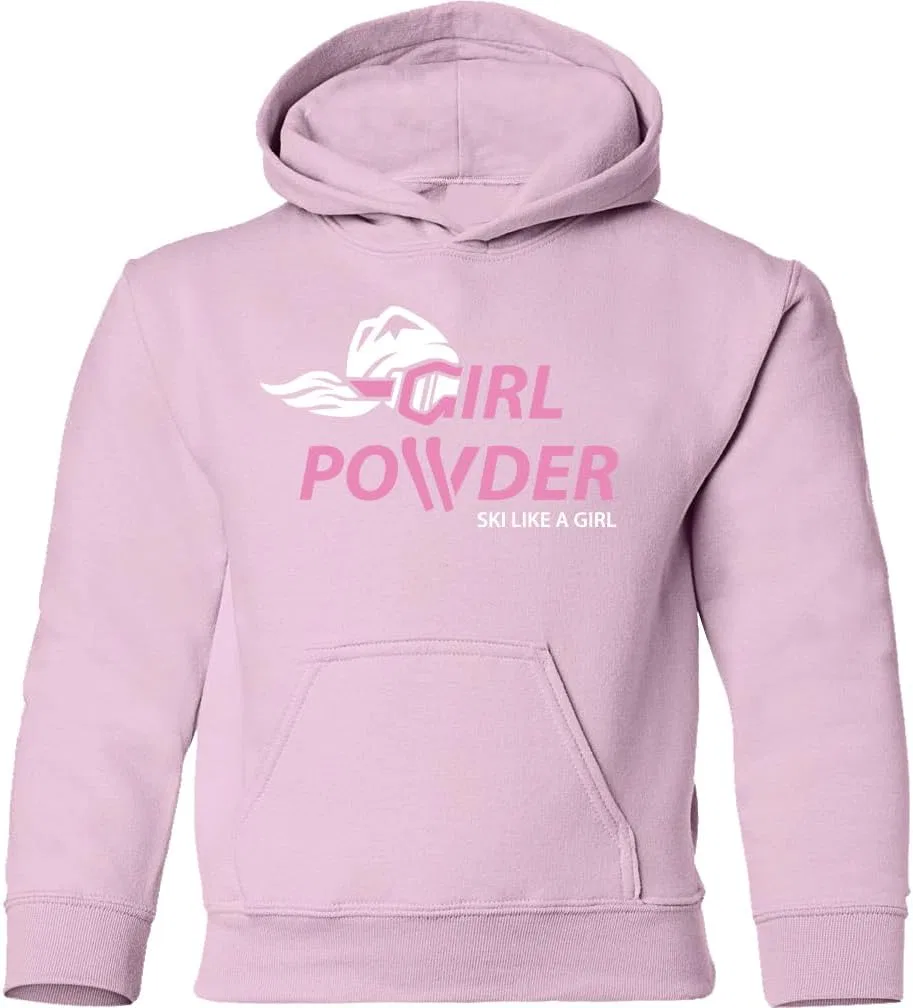 Худи детское с принтом, Ski Like A Girl, розовый, возрасты 6-14 лет