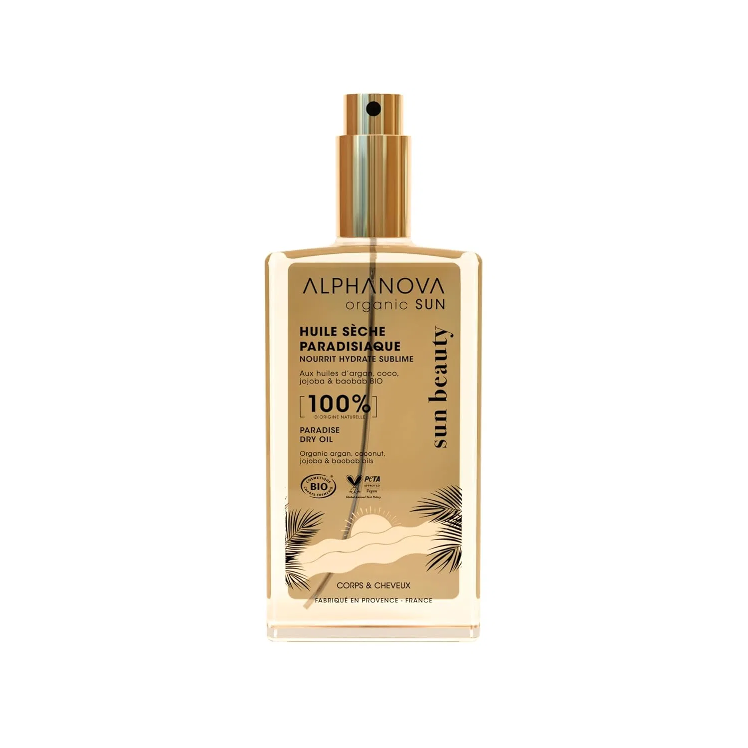 Органическое сухое масло «Paradisic Dry Oil» с ароматом монои от ALPHANOVA Health, 100 мл Alphanova