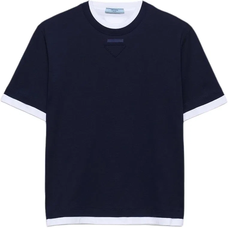 Женская футболка с опущенным плечом Drop Shoulder Sleeve PRADA, Marine Blue