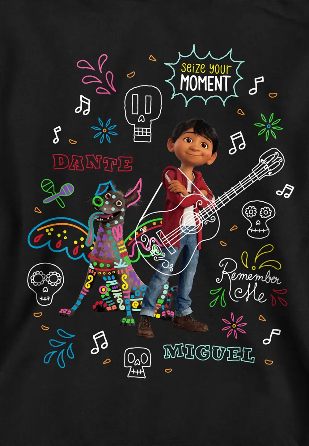 Детская худи с принтом Coco Miguel и Dante, Disney, черный — фото 2