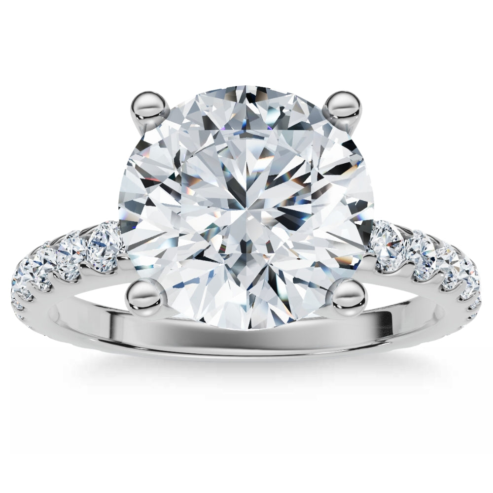 

Помолвочное кольцо с сертифицированным бриллиантом круглой огранки 3,40 карата, выращенное в лаборатории золото 14 карат Pompeii2, 14K White Gold