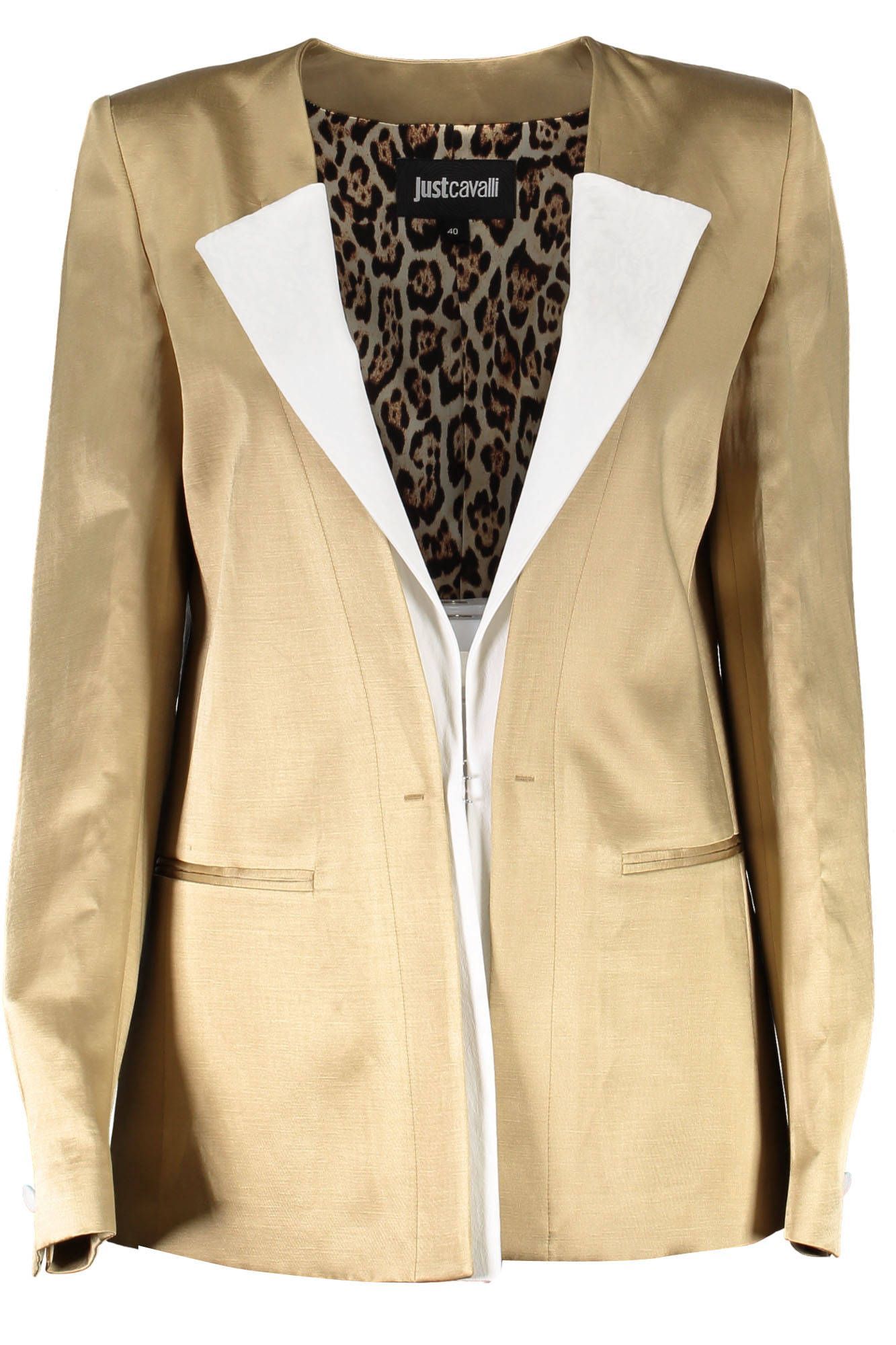 

Золотая льняная женская куртка Just Cavalli, золото