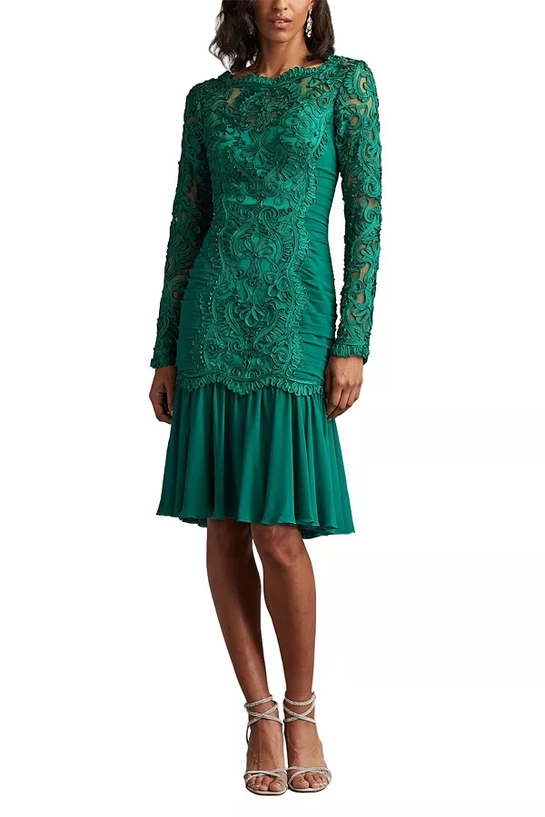 

Платье-Скейтер Novara с вышивкой Tadashi Shoji, зеленый