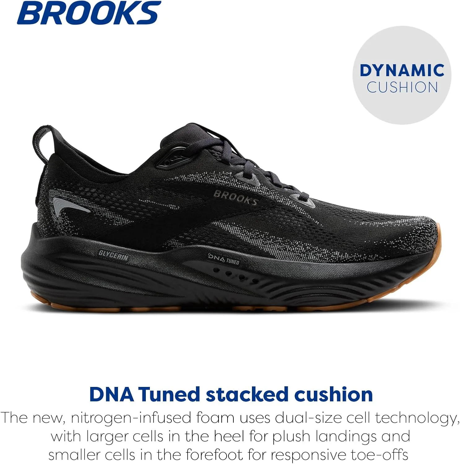 Мужские кроссовки Brooks Glycerin 22 нейтральной амортизации, черный/серый — фото 3