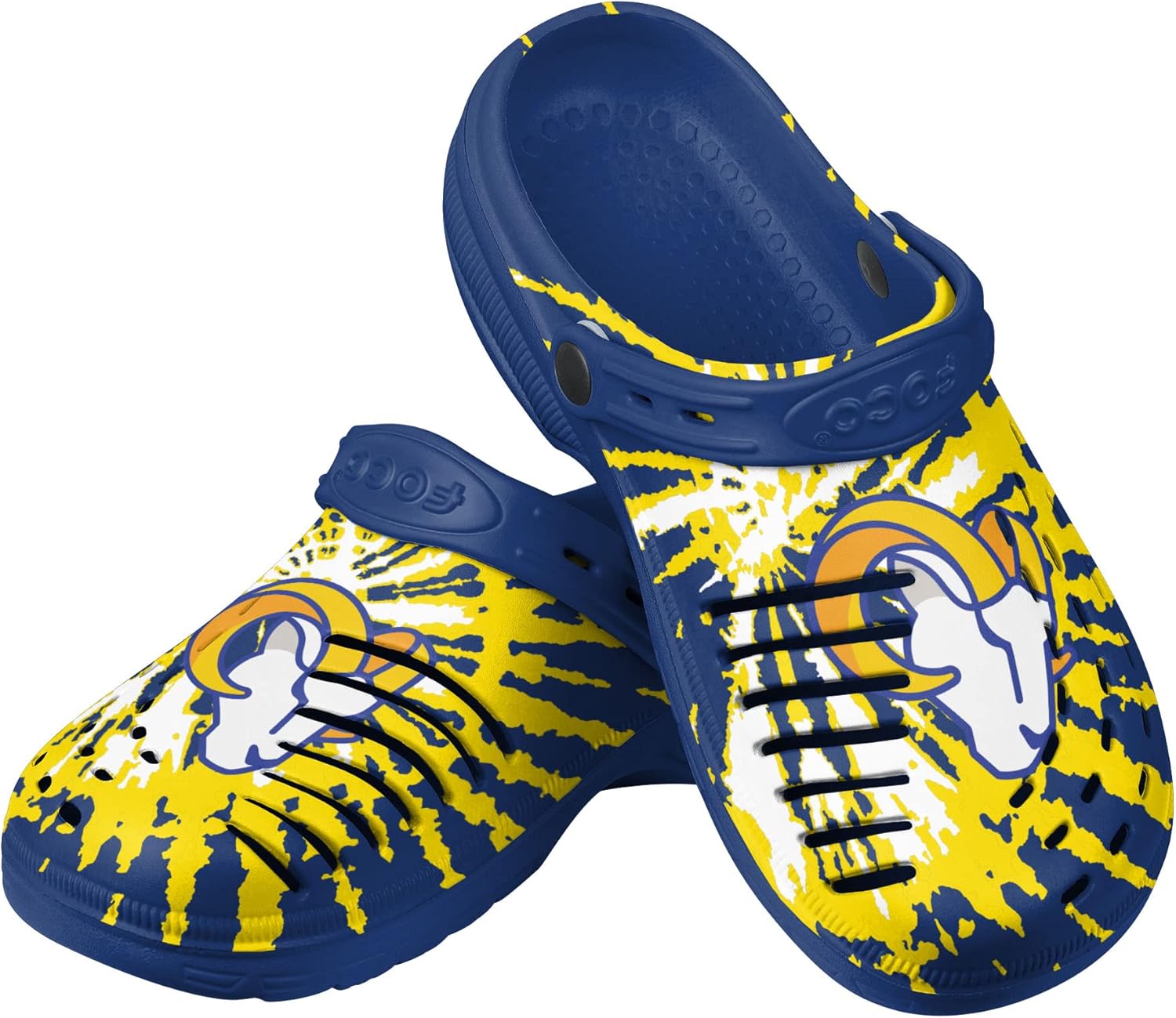 

Садовые водные сандалии с ремешком FOCO для мужчин с логотипом команды NFL в стиле тай-дай, Los Angeles Rams Tie-dye