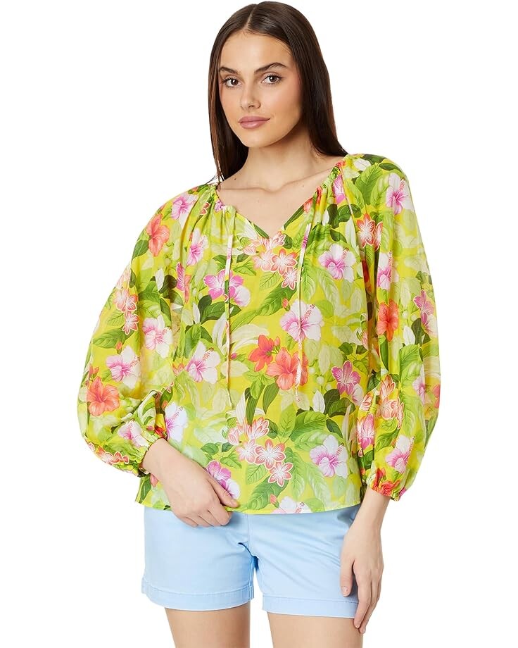 

Топ Tommy Bahama Happy Hour Flwr LS Peasant, желтый