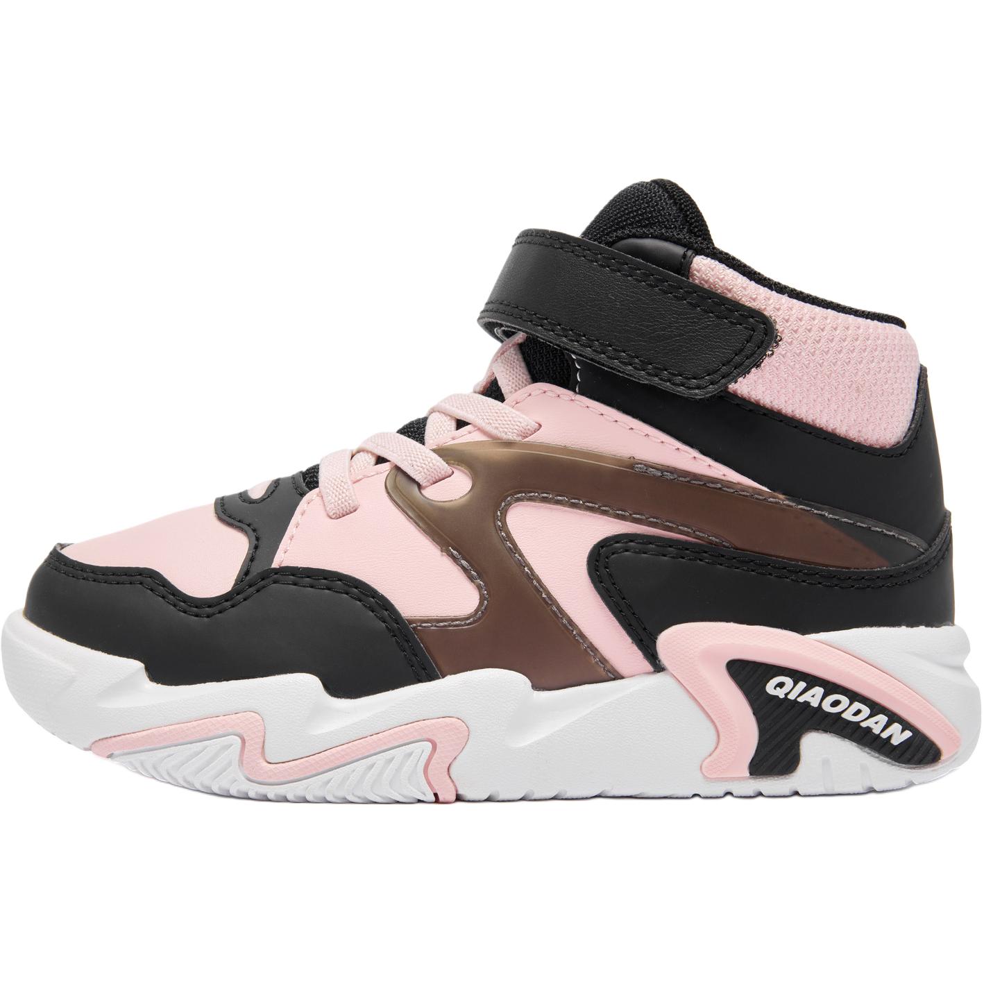 

QIAODAN Детские кроссовки для скейтбординга с высоким берцем, износостойкие, нескользящие, черно-розовые, для детей 3–7 лет