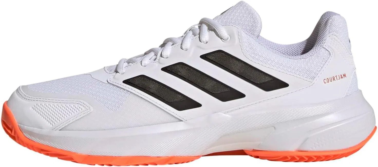 Мужские теннисные кроссовки Adidas Courtjam Control 3 для грунтовых кортов, Ftwr White Core Black Lucid Orange