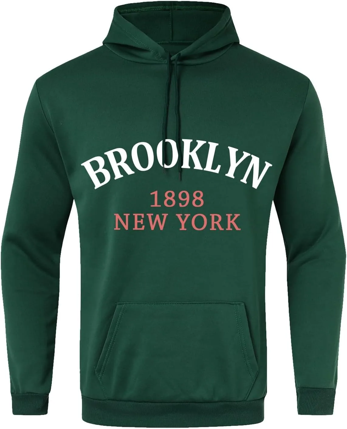 Мужские худи и толстовки Brooklyn 1989 New York, однотонные, с надписями, повседневные, с капюшоном, удобные, мягкие, однотонные Generic, зеленый — фото 4