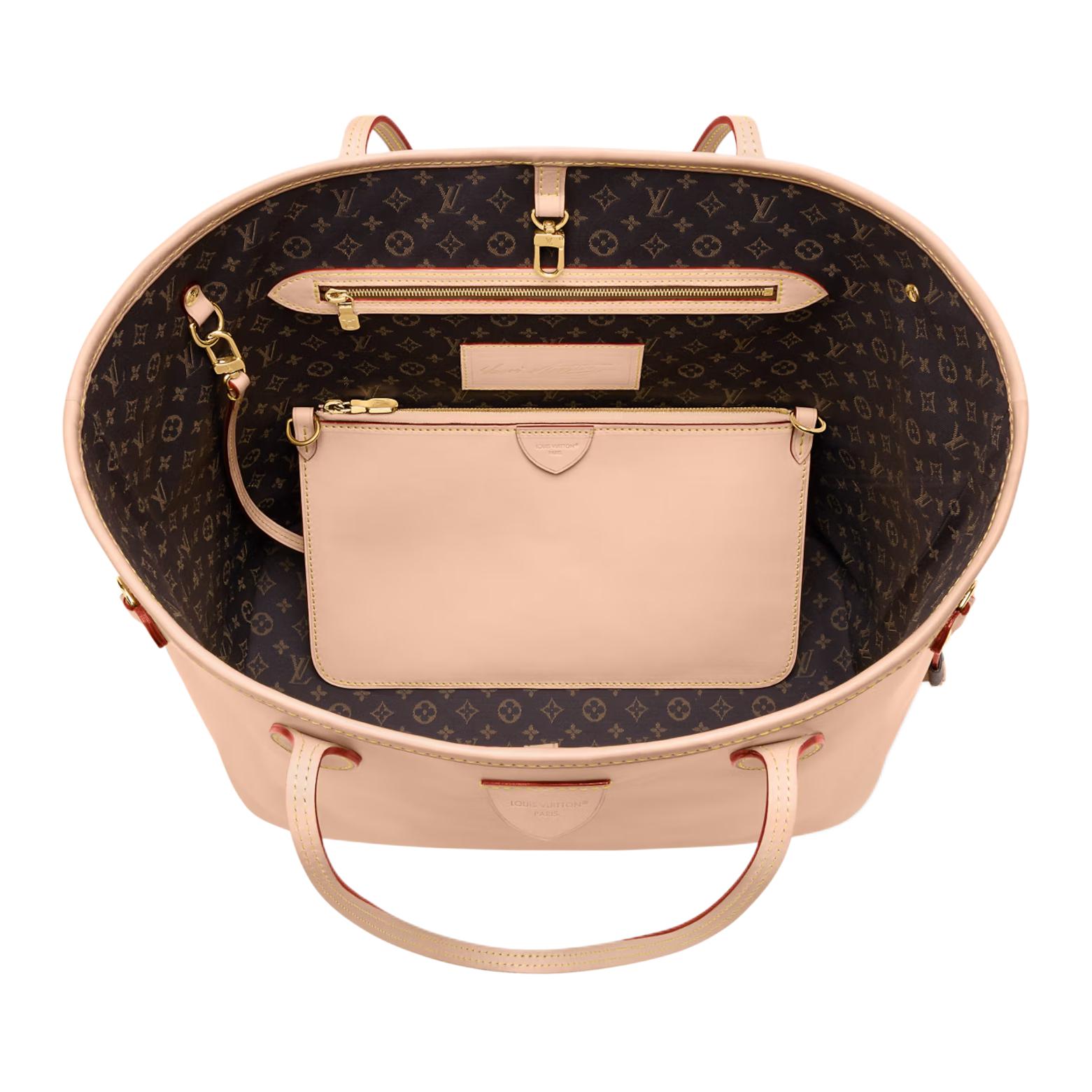 LOUIS VUITTON Сумка-тоут NEVERFULL из коровьей кожи, шоппер, женская сумка Medium бежевая — фото 4