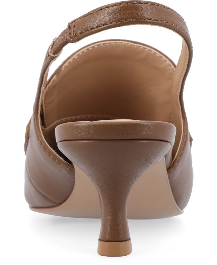 Женские туфли-лодочки Amory Tru Comfort из пеноматериала на маленьком каблуке с ремешком на спине Journee Collection, коричневый — фото 3