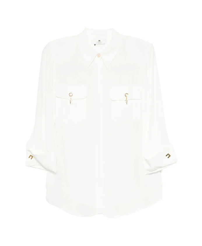 

Белая блузка с карманами и пуговицами. Elisabetta Franchi, белый