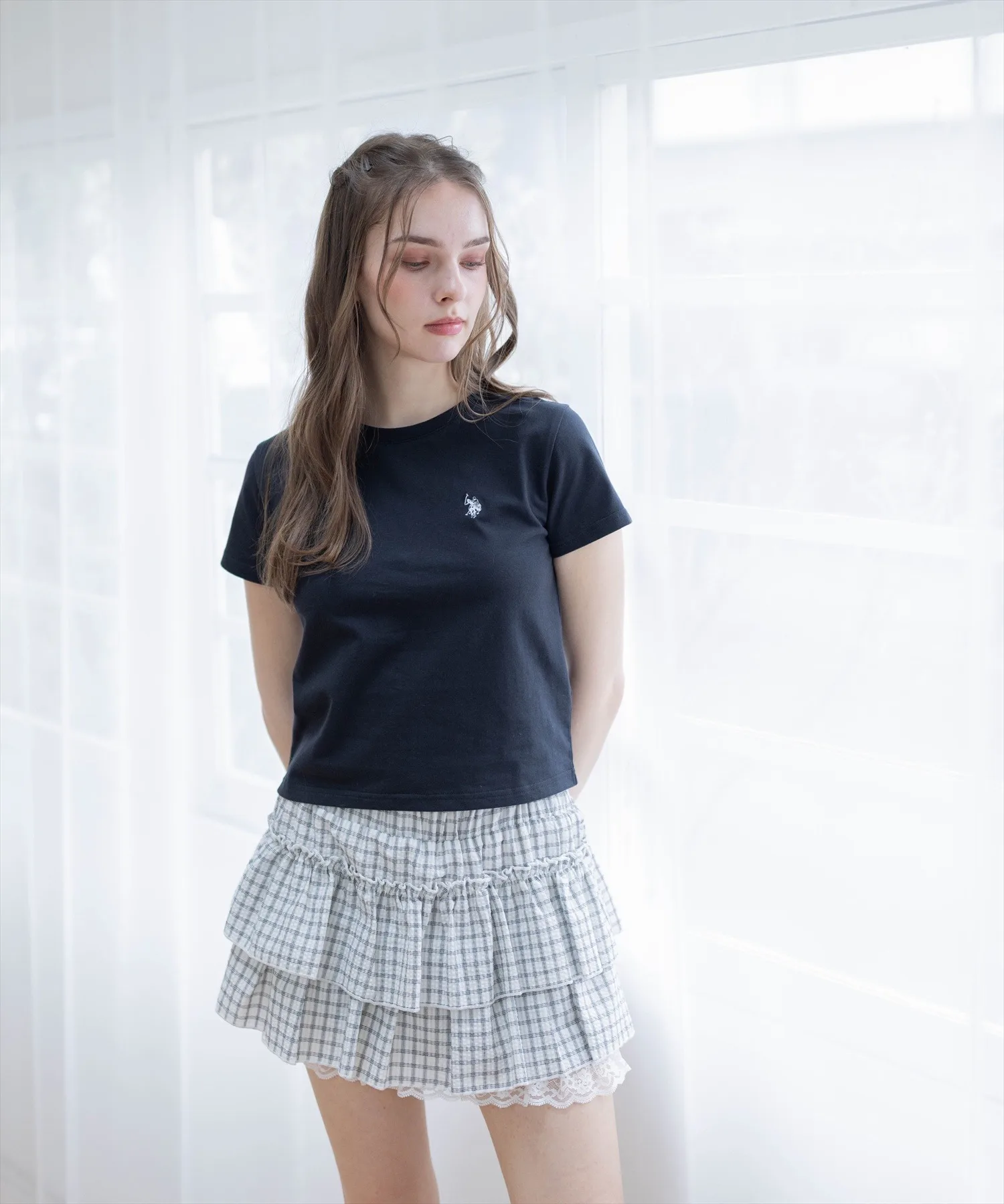 Женская футболка U.S. POLO ASSN. базовая с логотипом белого цвета — фото 2