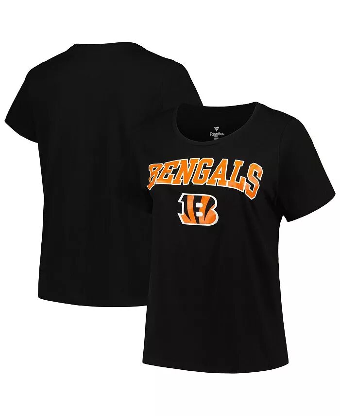 

Женская черная футболка Cincinnati Bengals Plus Size Arch Over Logo Fanatics