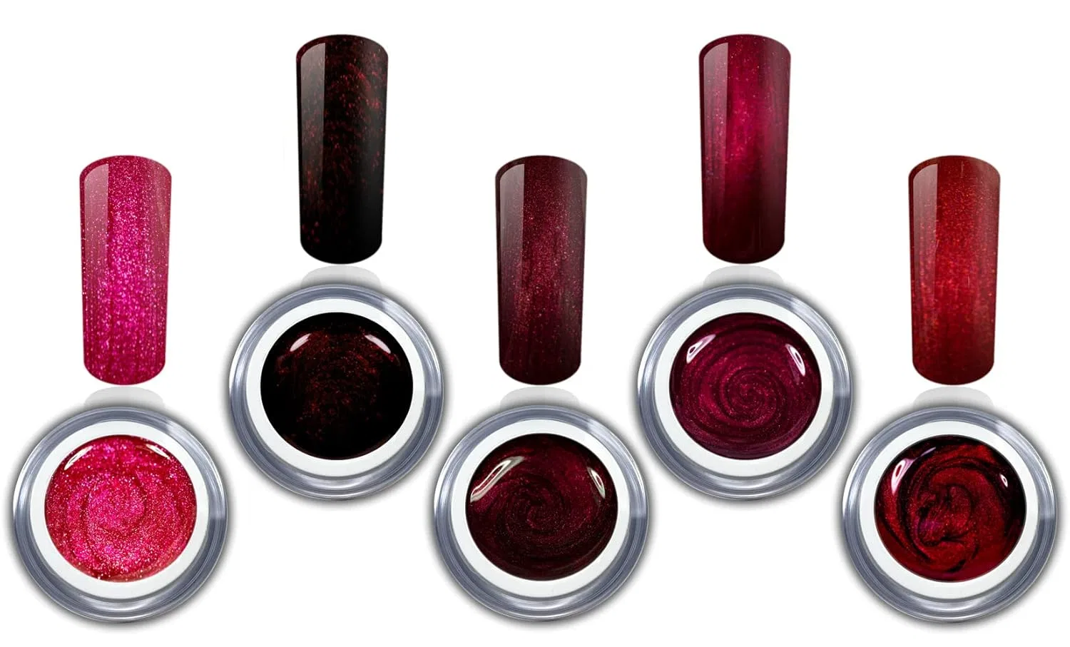 Набор цветных гель-лаков RM Beautynails, красный металлик и глиттер, 5 x 5 мл Rm Beautynails
