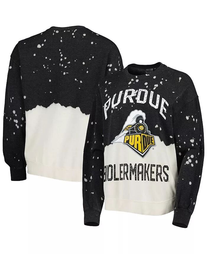 

Женский черный потертый пуловер Purdue Boilermakers Twice As Nice Faded Dip-Dye с длинным рукавом Gameday Couture