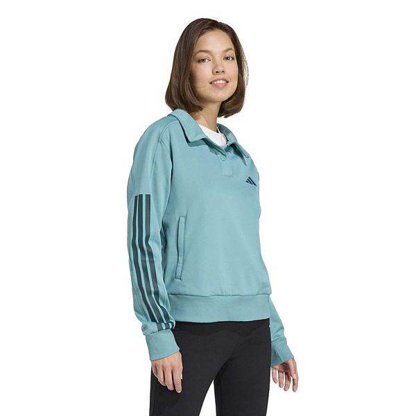 

Женский топ с застежкой на кнопках и фирменными тремя полосками Adidas, Powder Teal