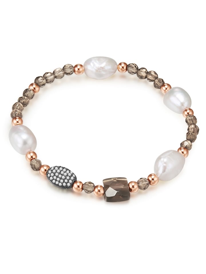 

Lulu & Jane Жемчужный браслет, металлический сплав, кубический цирконий, пресноводный культивированный жемчуг в оправе из розового золота