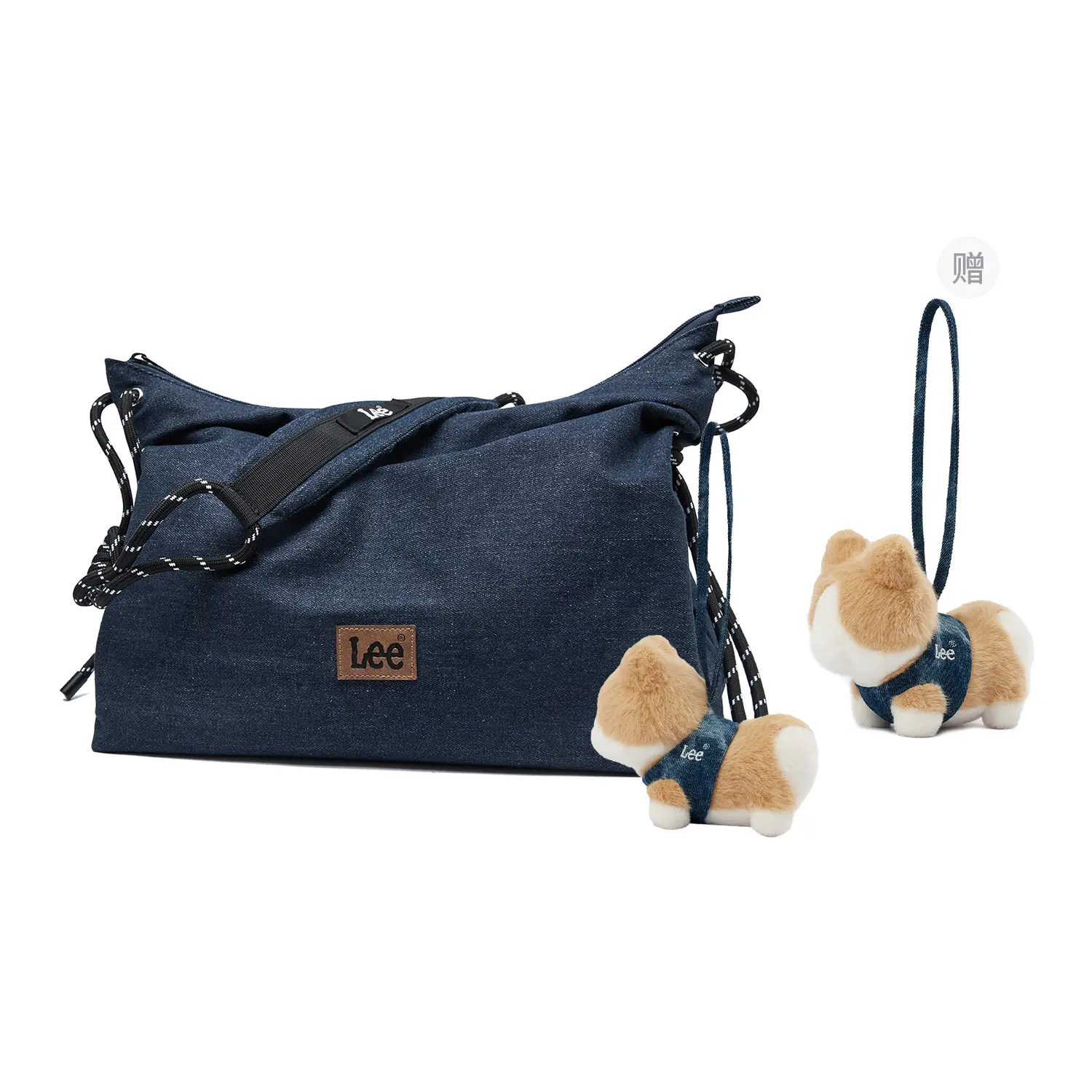 

Lee Джимовая американская винтажная сумка через плечо, средняя унисекс джимсовая синяя/черная/хаки, Denim Blue+Corgi Charm