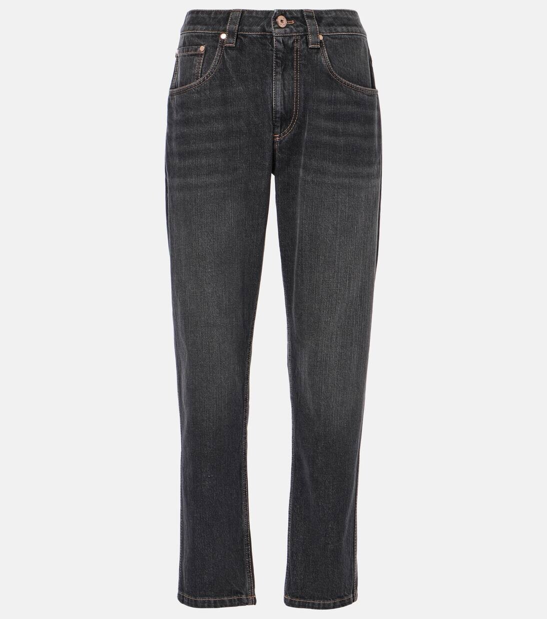 

Прямые джинсы с логотипом Brunello Cucinelli, цвет black stone
