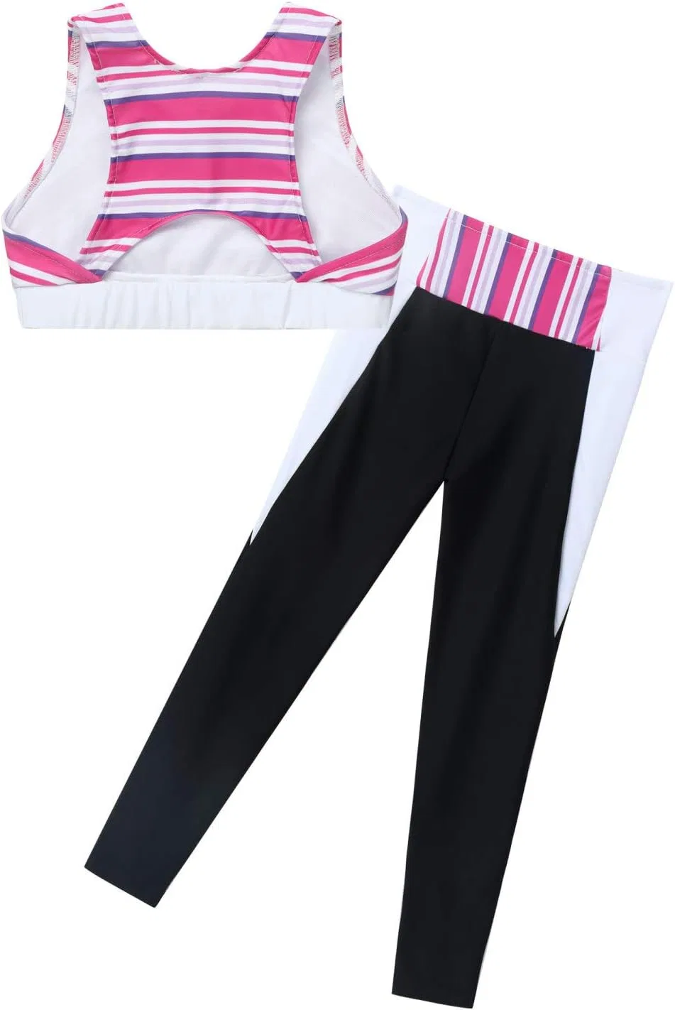 Детский спортивный комплект из топа и леггинсов Mufeng, 2 предмета, Stripes Rose Red — фото 4