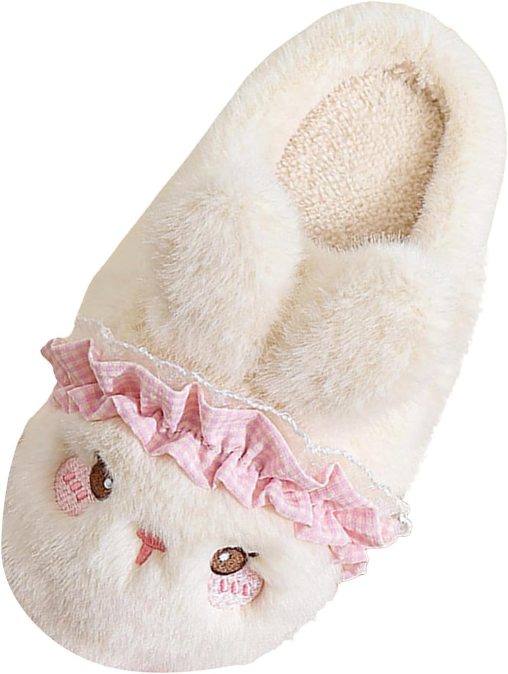 

Детские теплые зимние тапочки IWIHMIV для мальчиков и девочек, нескользящие, мягкие плюшевые с зайчиком, домашняя обувь для дома и улицы, белый