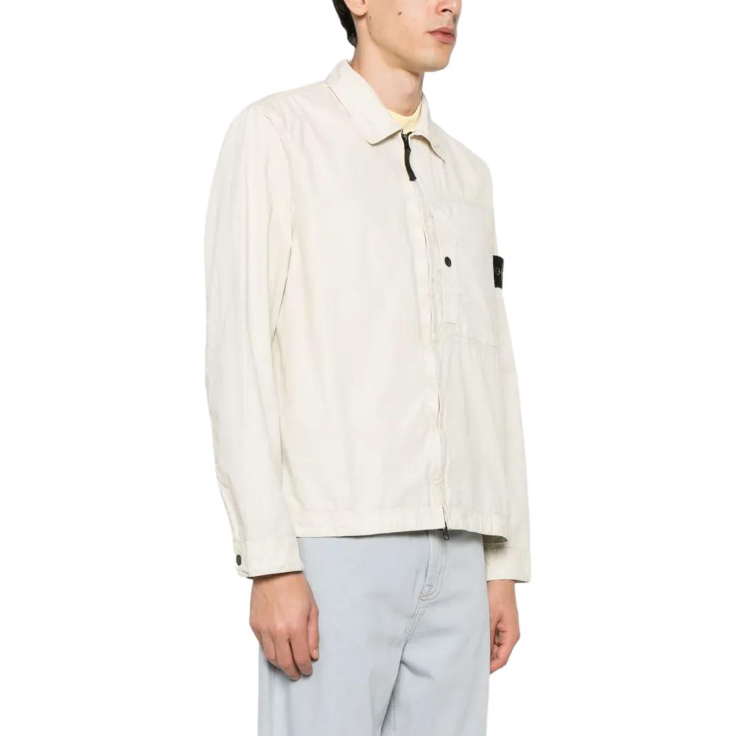 STONE ISLAND Застёгивающаяся на молнию рубашка-куртка с нашивкой компас, Light Umber — фото 3
