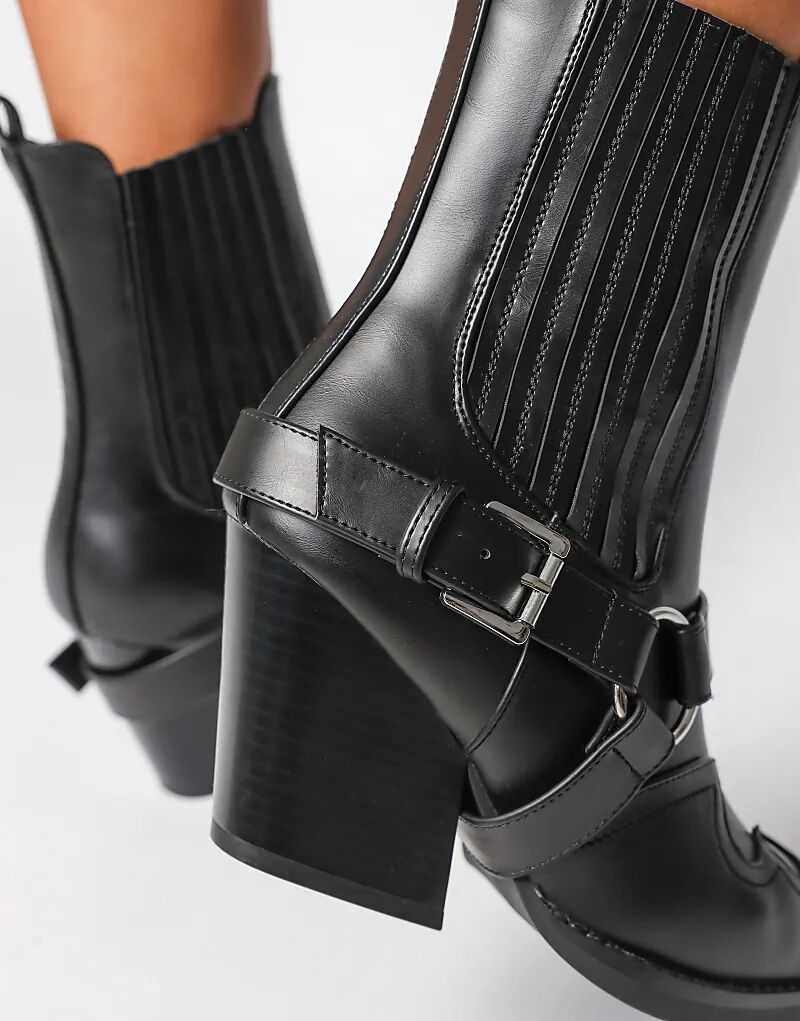 Ботильоны в стиле вестерн с седлом SIMMI Shoes Esperanza черного цвета — фото 4