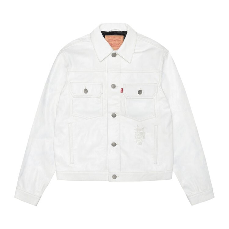 

Куртка Stussy x Levi's Leather Trucker Jacket, белый