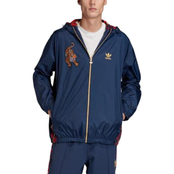 Куртка Men's adidas originals TIGER Embroidered Logo Zipper Hooded Track Jacket Autumn Blue, мультиколор — фото 2