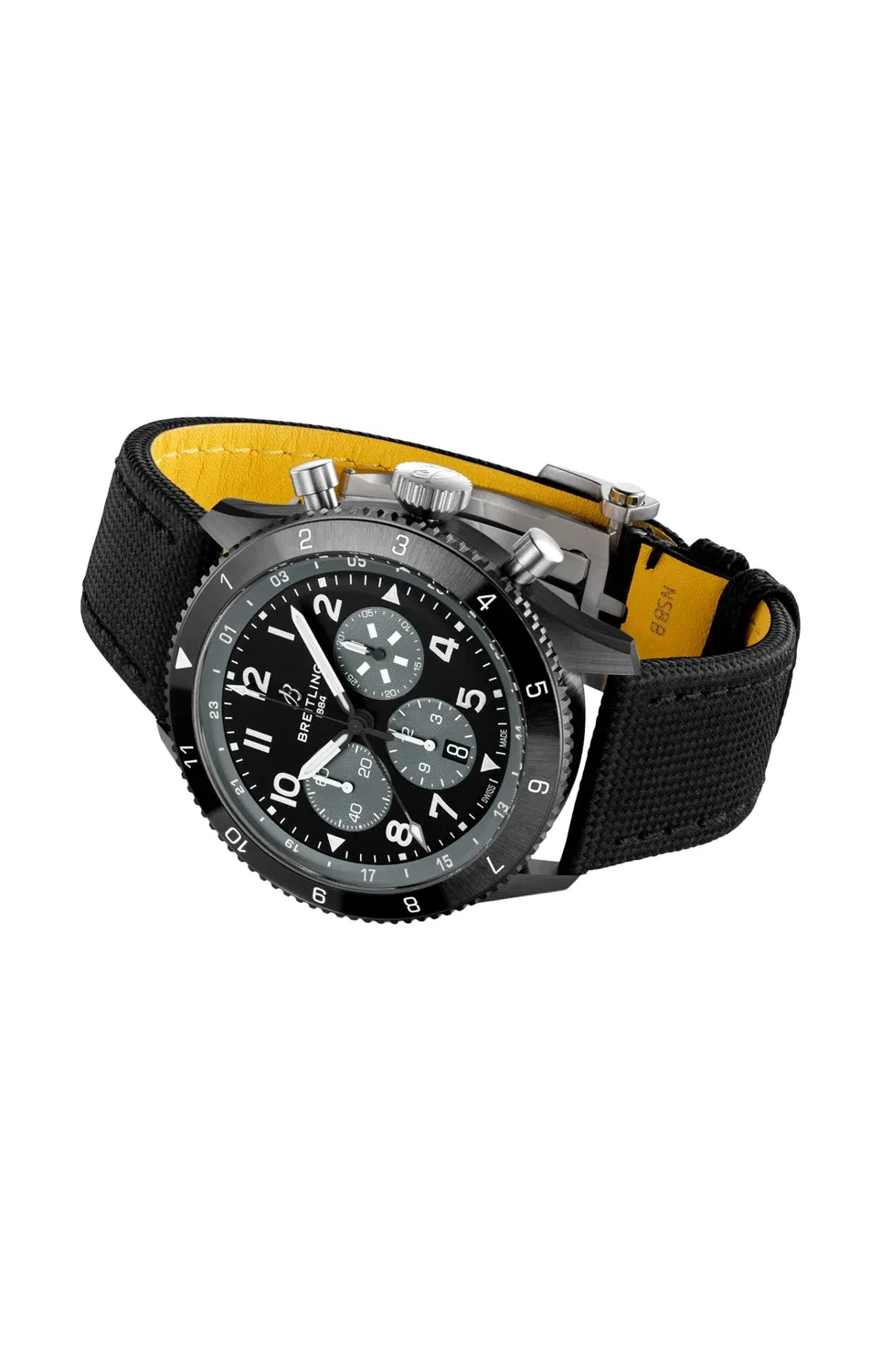 СУПЕР АВИ B04 ХРОНОГРАФ GMT 46 МОСКИТО НОЧНОЙ ИСТРЕБИТЕЛЬ - SB04451A1B1X1 BREITLING, черный — фото 4
