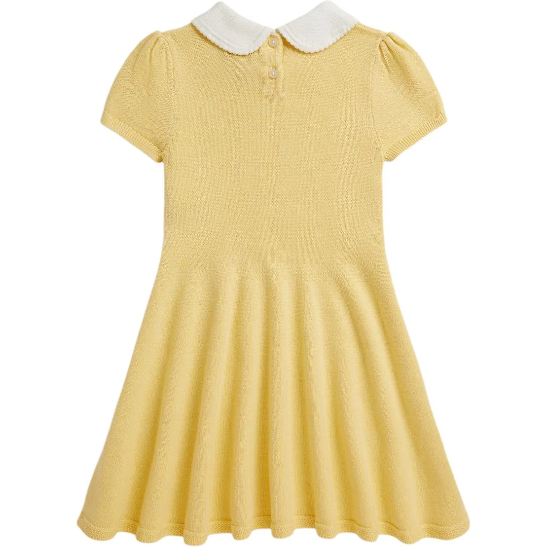 Платье миди с воротником-стойкой Polo Ralph Lauren Kids Banana Yellow — фото 3