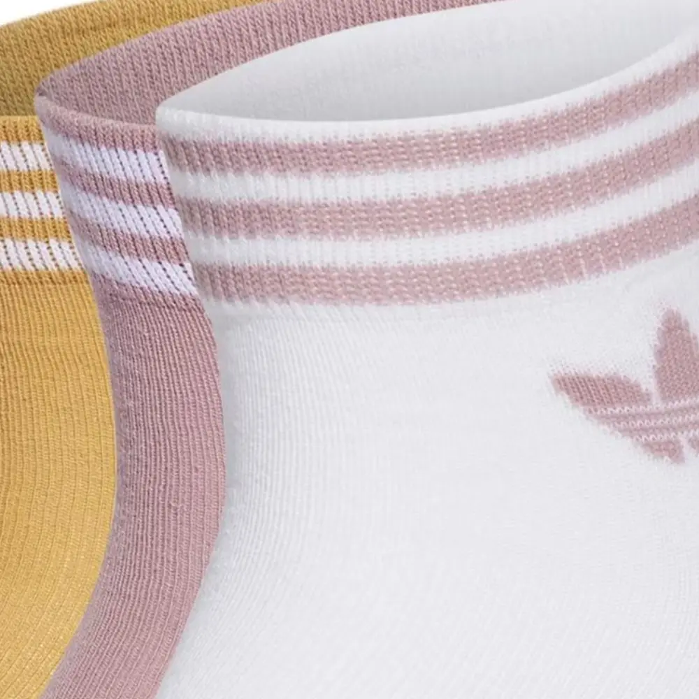 Футболка Trefoil Носки Щиколотка 3 пары Унисекс Комплект из 3 пар Adidas Originals (Белый+Фиолетовый Розовый+Золотой) — фото 4
