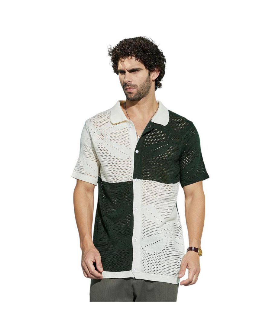 

Мужская поло-рубашка изумрудно-зеленого и кремово-белого цвета с ажурной вязкой Campus Sutra, White, Зеленый, Мужская поло-рубашка изумрудно-зеленого и кремово-белого цвета с ажурной вязкой Campus Sutra, White