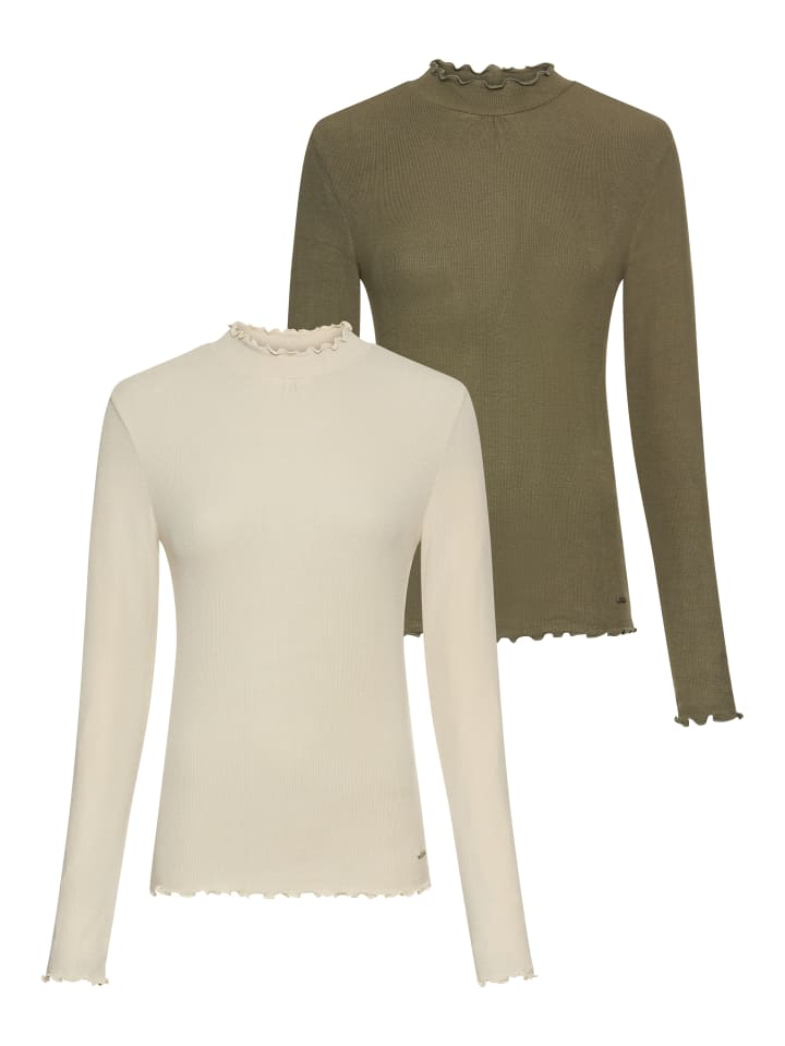 

Laura Scott Футболка с длинными рукавами песочного и оливкового цвета