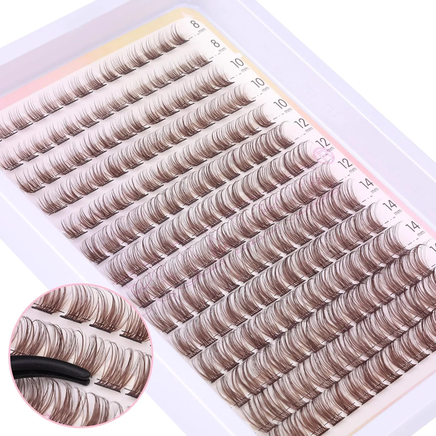 Набор коричневых пучковых ресниц «Wispy Individual Lashes Cluster D Curl» от Ruairie, 8-16 мм, 196 шт. Ruairie — фото 3
