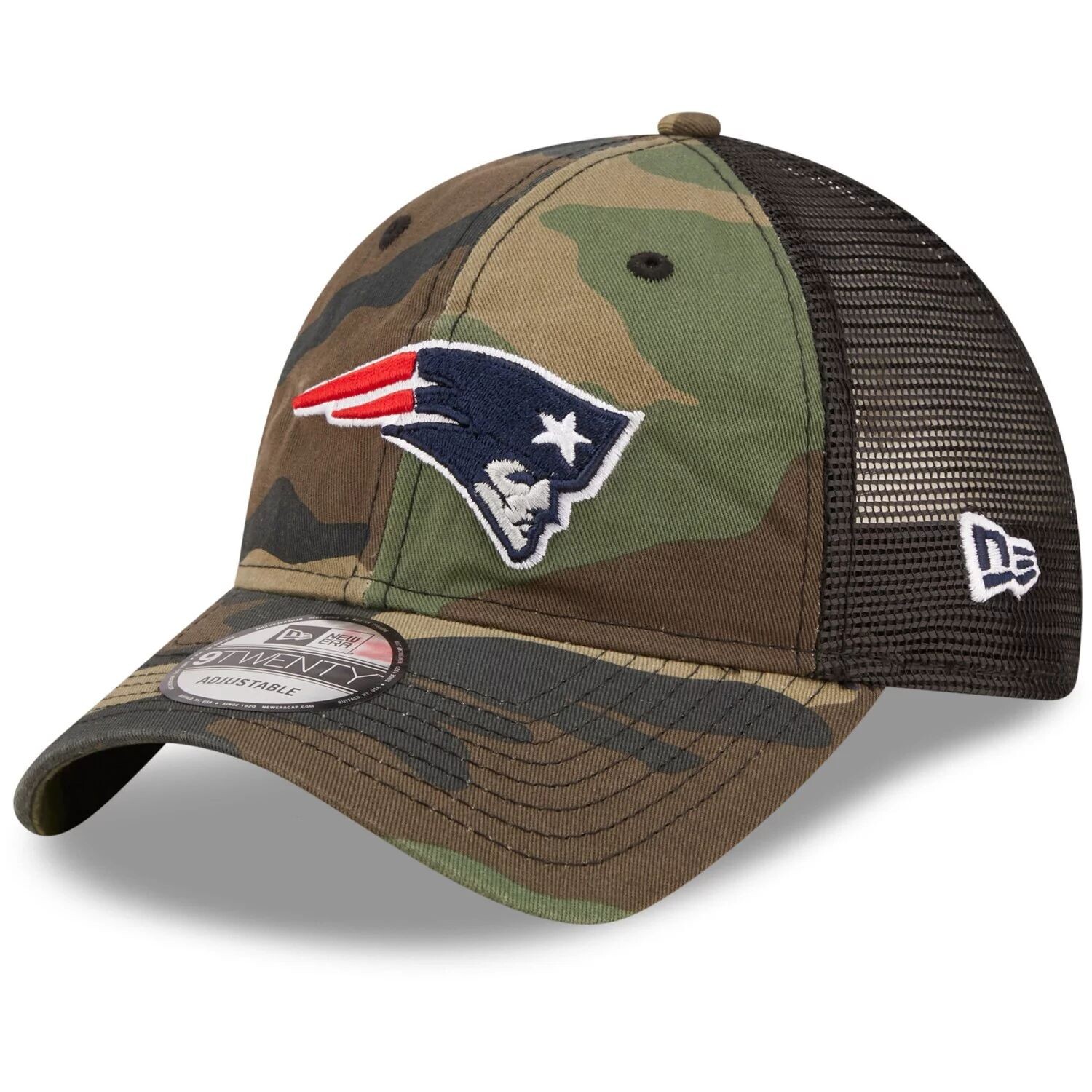 

Мужская кепка New Era Camo/черная New England Patriots Basic 9TWENTY Trucker Snapback Hat